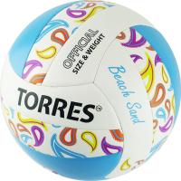 Мяч вол. пляжн. "TORRES Beach Sand Blue" арт.V32095B, р.5, синт.кожа (ТПУ),маш.сш,бут.к,бел-голуб