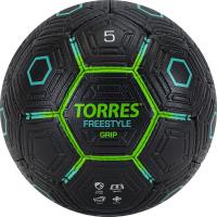 Мяч футб. "TORRES Freestyle Grip" арт.F320765, р.5, 32 панели. PU, ручная сшивка, черно-зеленый