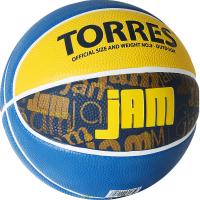 Мяч баск. "TORRES Jam" арт.B02043, р.3, резина, нейлон. корд, бут. кам., син-желт-голубой