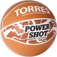 Мяч баск. "TORRES Power Shot" арт.B32087, р.7, 8 пан., ПУ, нейлон.корд,бут.кам, оранжево-белый