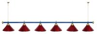 Лампа STARTBILLIARDS 6 пл. RAL (плафоны зеленые матовые, штанга коричневая, фурнитура золото)