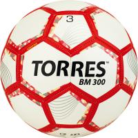 Мяч футб. "TORRES BM 300" арт.F320743, р.3, 28 пан.,гл.TPU,2 подк. слой, маш. сш., бело-серебр-крас.