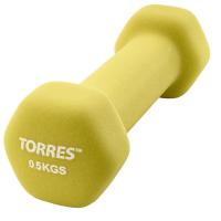 Гантель "TORRES 0,5 кг" арт.PL550105, металл в неопреновой оболочке, форма шестигранник, желтый