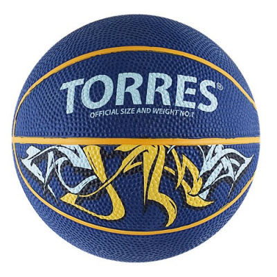 Мяч баск.сув."TORRES Jam" арт.B00041, р.1, диам.12 см, резина, ней. корд, бут. кам,син-желт-голуб