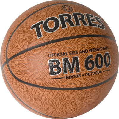 Мяч баск. "TORRES BM600" арт.B32026, р.6, ПУ, нейлон. корд, бут. камера, темнокоричневый-черн