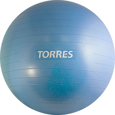 СЦ*Мяч гимн. "TORRES", арт.AL121175BL, диам. 75 см, эласт. ПВХ, с защ.от взрыва,с насосом, голубой