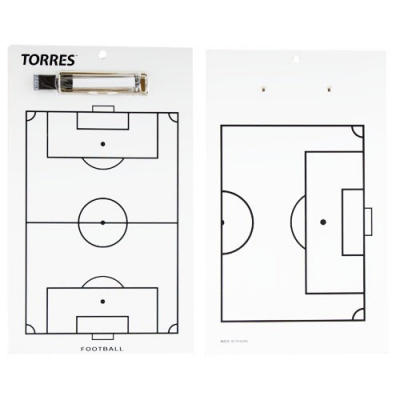 Такт. доска для футб. "TORRES", арт. TR1002S, маркерная, с зажимом, в компл. маркер, белая